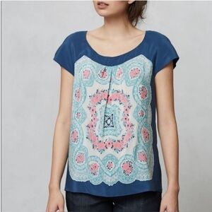 Moulinette Soeurs 100% Silk Cap Sleeve Blouse, Size S